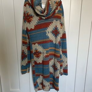 Small cowlneck Aztec sweater dress